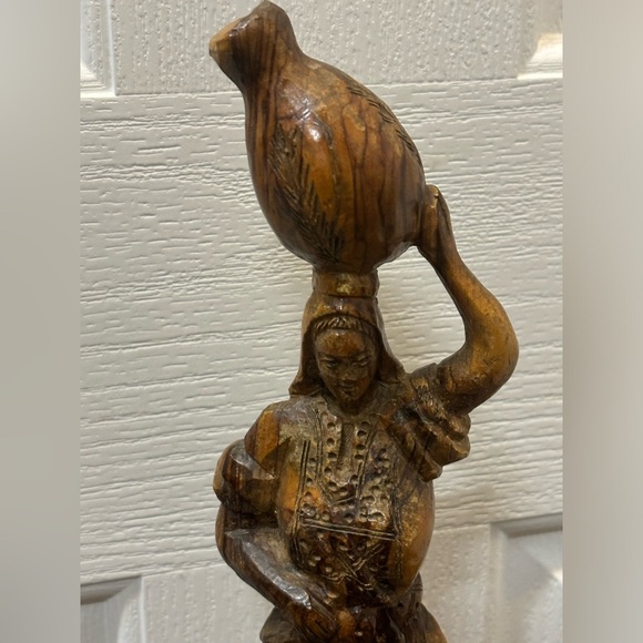 Wood Sculpture Statue Art Figurine Carved Woman Detailed Outfit. - Picture 13 of 16